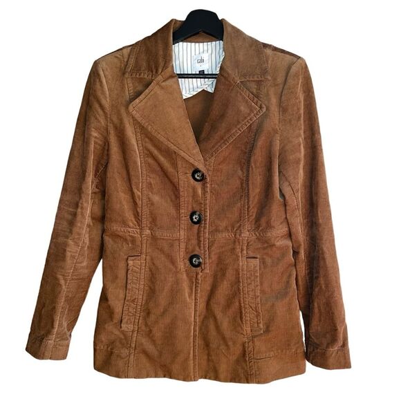 CAbi Jackets & Blazers - CAbi‎ Corduroy Jacket Womens S Brown Button Front Collar W/Flaw